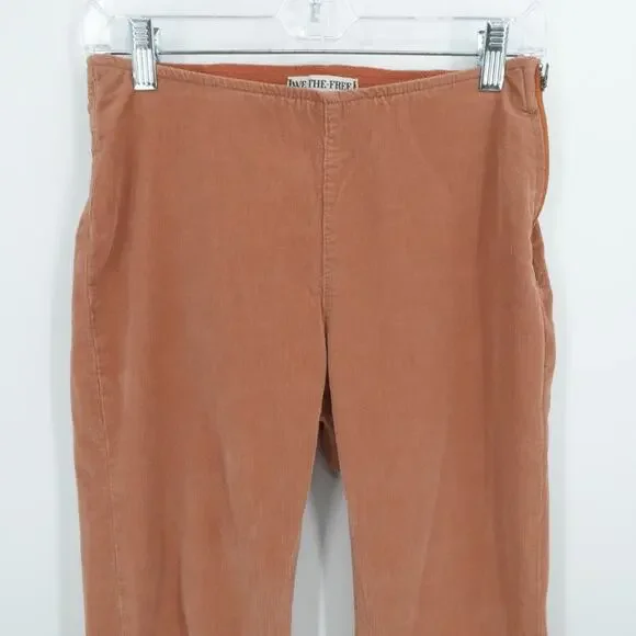 We the Free Pants Womens 28 Coral Corduroy‎ Straight Leg Side Zip Boho Western - Picture 8 of 12